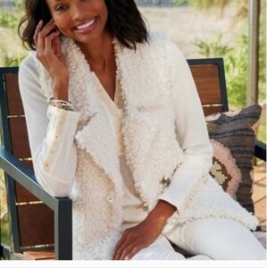 Soft Surroundings Reinhardt White Teddy Bear Vest 1X